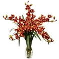 thumbnail image 1 of Nearly Natural Cymbidium Orchid Silk Flower Arrangement, Burgundy, 1 of 2