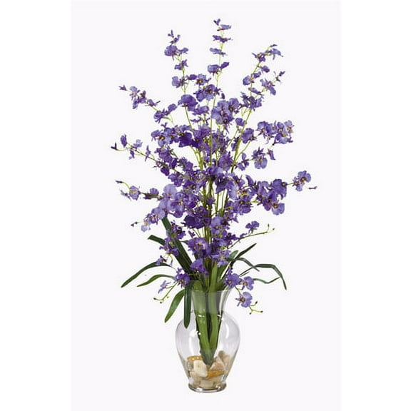 Nearly Natural Dancing Lady Liquid Illusion Silk Flower Arrangement, Purple
