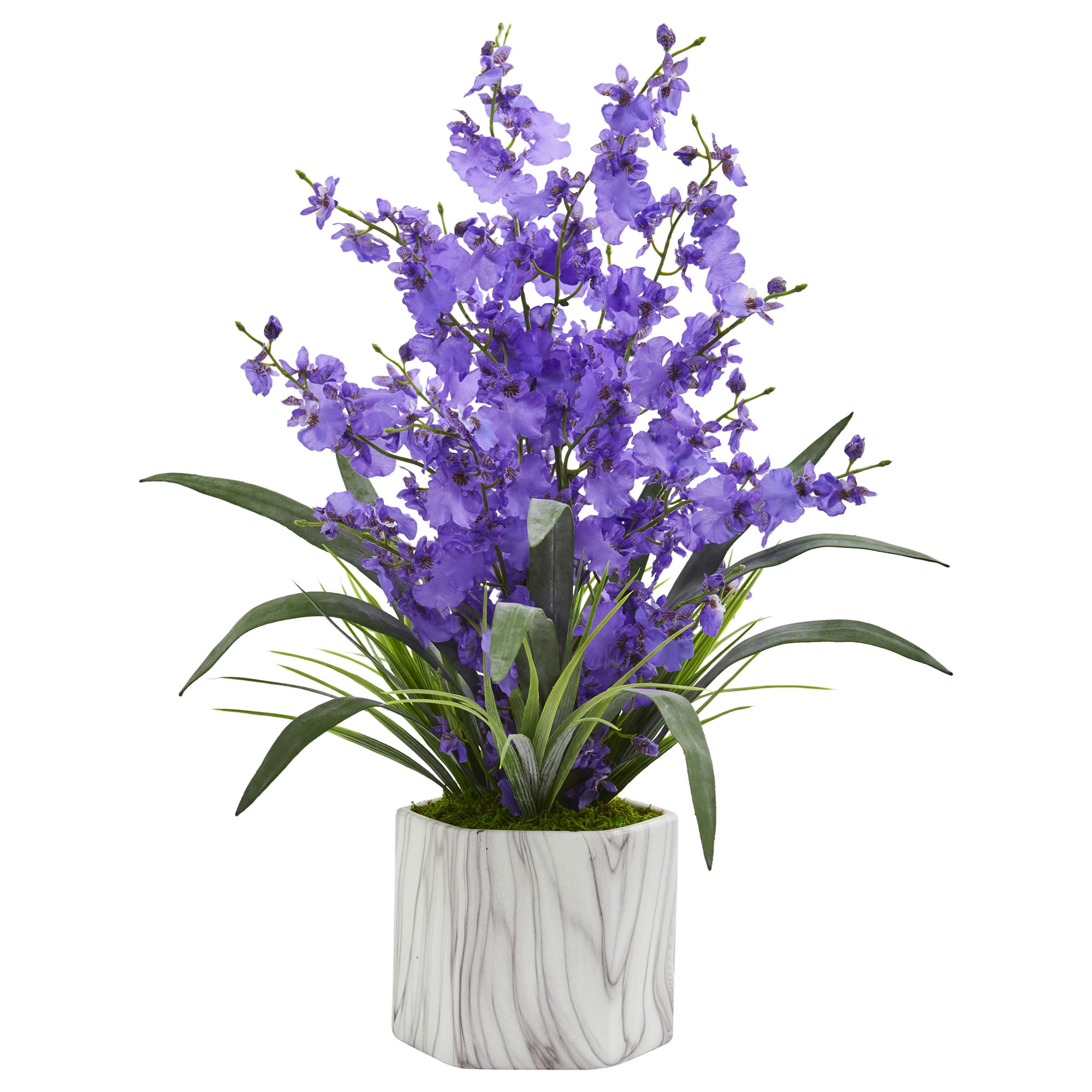 Purple Dancing Lady Orchid in Glass Vase with Faux Water
