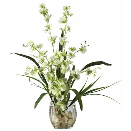 Nearly Natural Dancing Lady Orchid Liquid Illusion Artificial Flower Arrangement, Green