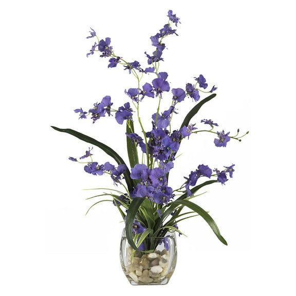 Nearly Natural Dancing Lady Orchid Liquid Illusion Silk Flower Arrangement, Purple