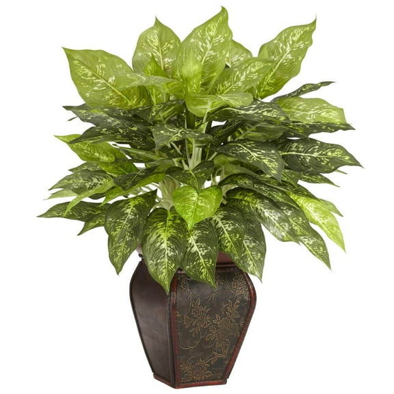Nearly Natural Dieffenbachia with Decorative Vase Silk Plant Green
