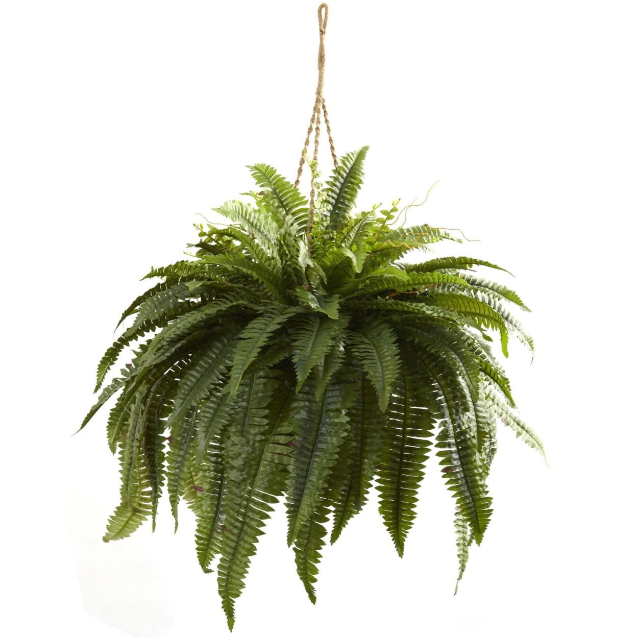 Nearly Natural Green Plastic Fern Hanging Basket