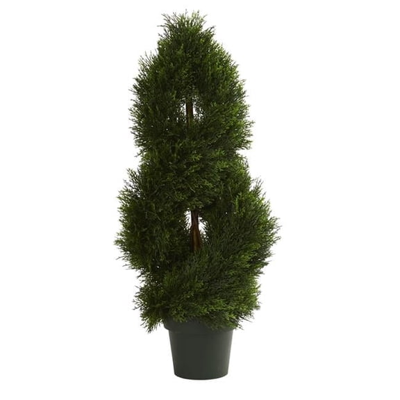 Nearly Natural  Double Pond Cypress Spiral Artificial Topiary Tree UV Resistant - Green 3ft