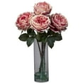 thumbnail image 1 of Nearly Natural Fancy Rose Artificial Flower Arrangement with Cylinder Vase, Pink, 1 of 4