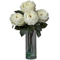 thumbnail image 1 of Nearly Natural Fancy Rose Artificial Flower Arrangement with Vase, White, 1 of 6