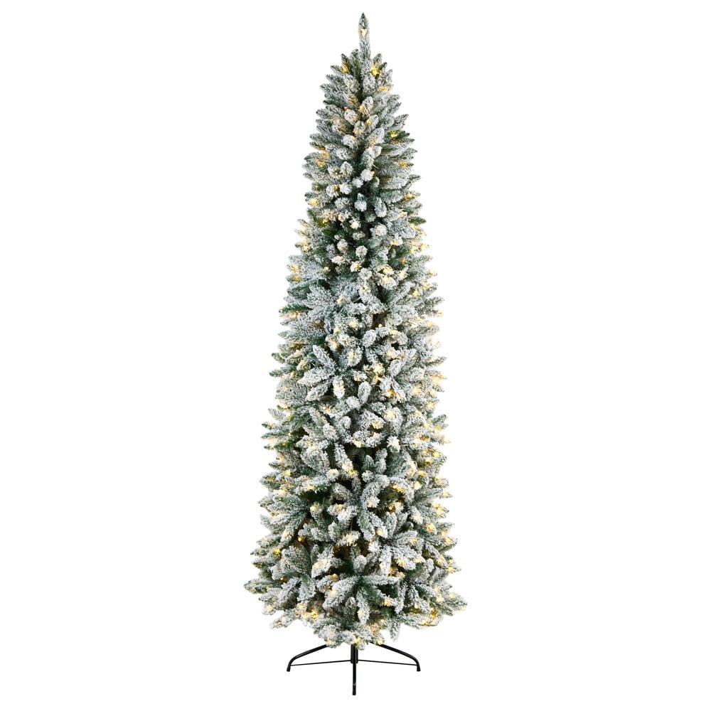 Nearly Natural Flocked Montreal Fir Artificial Christmas Tree with 400 Warm White LED Lights