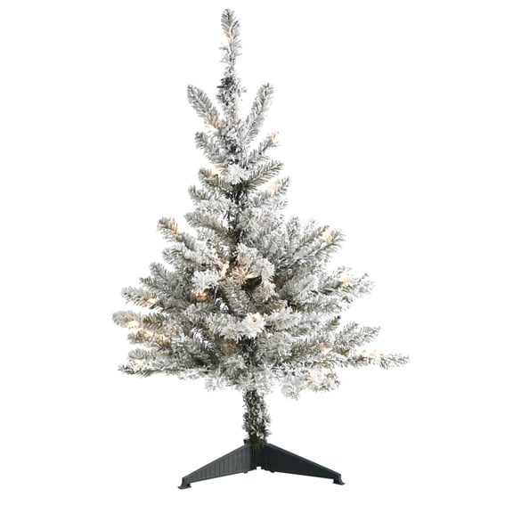 Nearly Natural Flocked West Virginia Spruce Artificial Christmas Tree with 50 Clear Lights