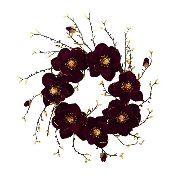 Nearly Natural Floral Plastic Wreath, 24" (Assorted Colors)