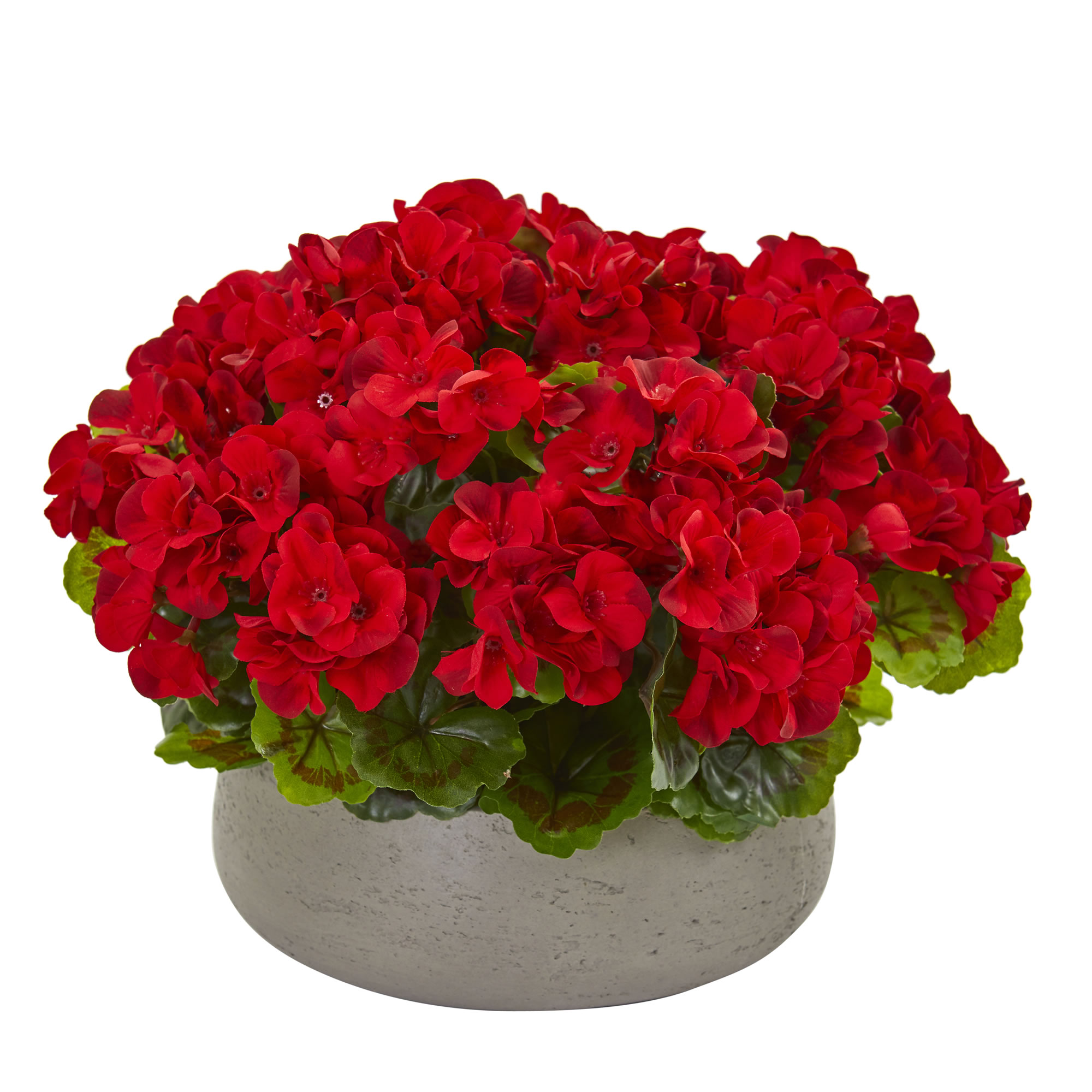 Nearly Natural Geranium Artificial Plant in Stone Planter UV Resistant ...