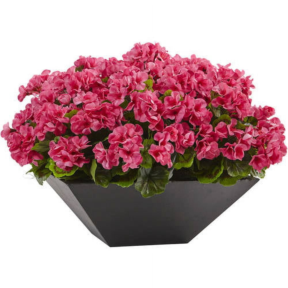 Nearly Natural Geranium with Black Planter UV Resistant (Indoor/Outdoor