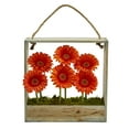 thumbnail image 1 of Nearly Natural Gerber Daisy Garden Artificial Flower in Hanging Frame, Orange, 1 of 2