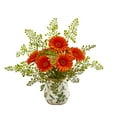 thumbnail image 1 of Nearly Natural Gerber Daisy and Maiden Hair Artificial Arrangement in Vase, 1 of 2