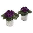 thumbnail image 1 of Nearly Natural Gloxinia Artificial Plant in Marble Finished Vase (Set of 2), 1 of 3