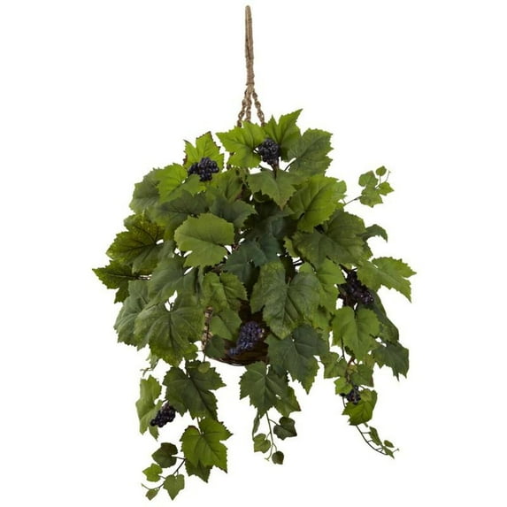 Nearly Natural Grape Leaf Hanging Basket