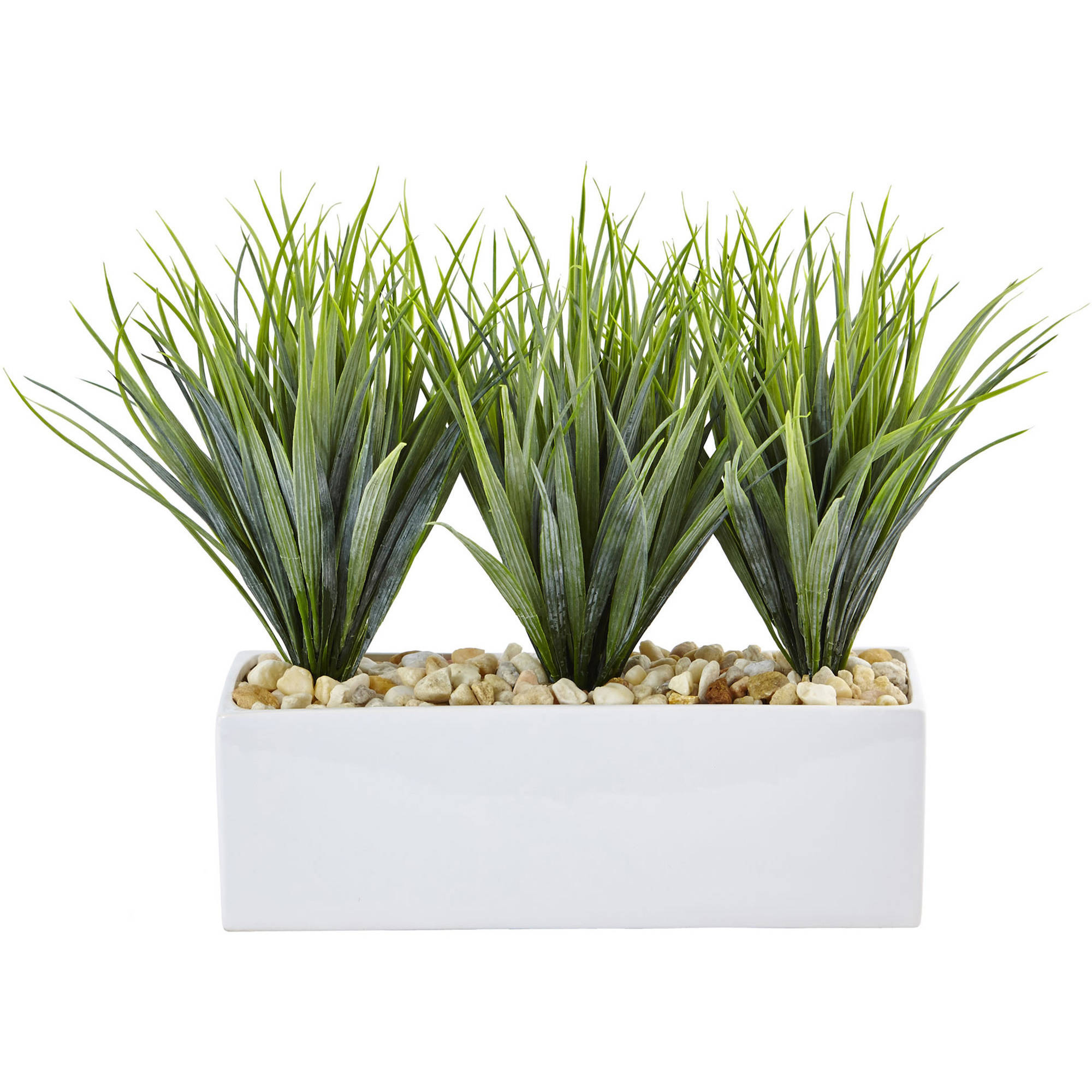 Nearly Natural Green 17"W x 8"D Vanilla Grass in a White Rectangular Planter - image 1 of 4