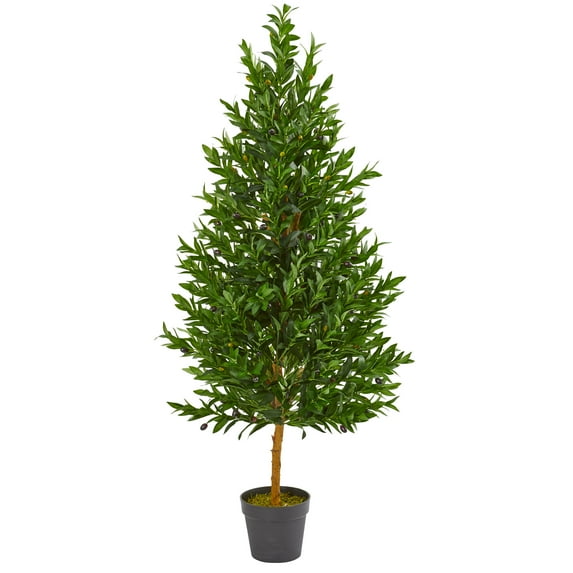 Nearly Natural Green 4.5' Olive Cone Topiary Artificial Tree UV Resistant