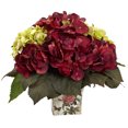thumbnail image 1 of Nearly Natural Green and Burgundy Hydrangea Arrangement, 1 of 6