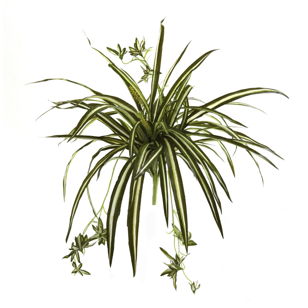 23-inch Green and Yellow Faux Spider Plant Bush Set