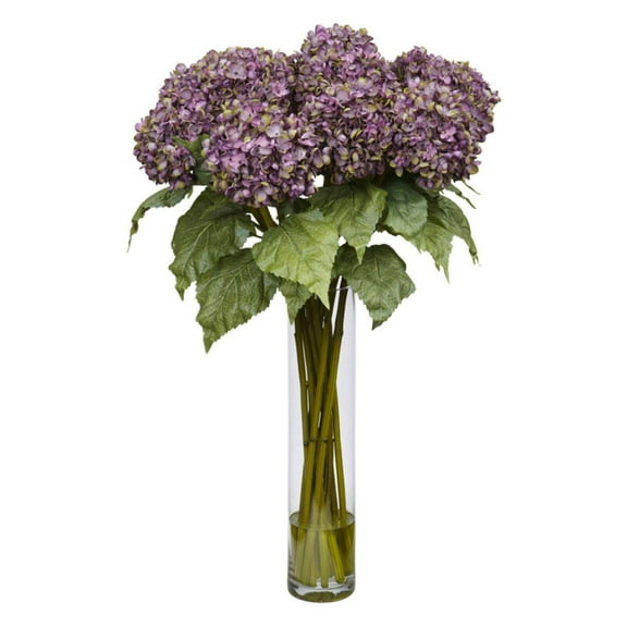 Nearly Natural Hydrangea Silk Flower Arrangement, Purple