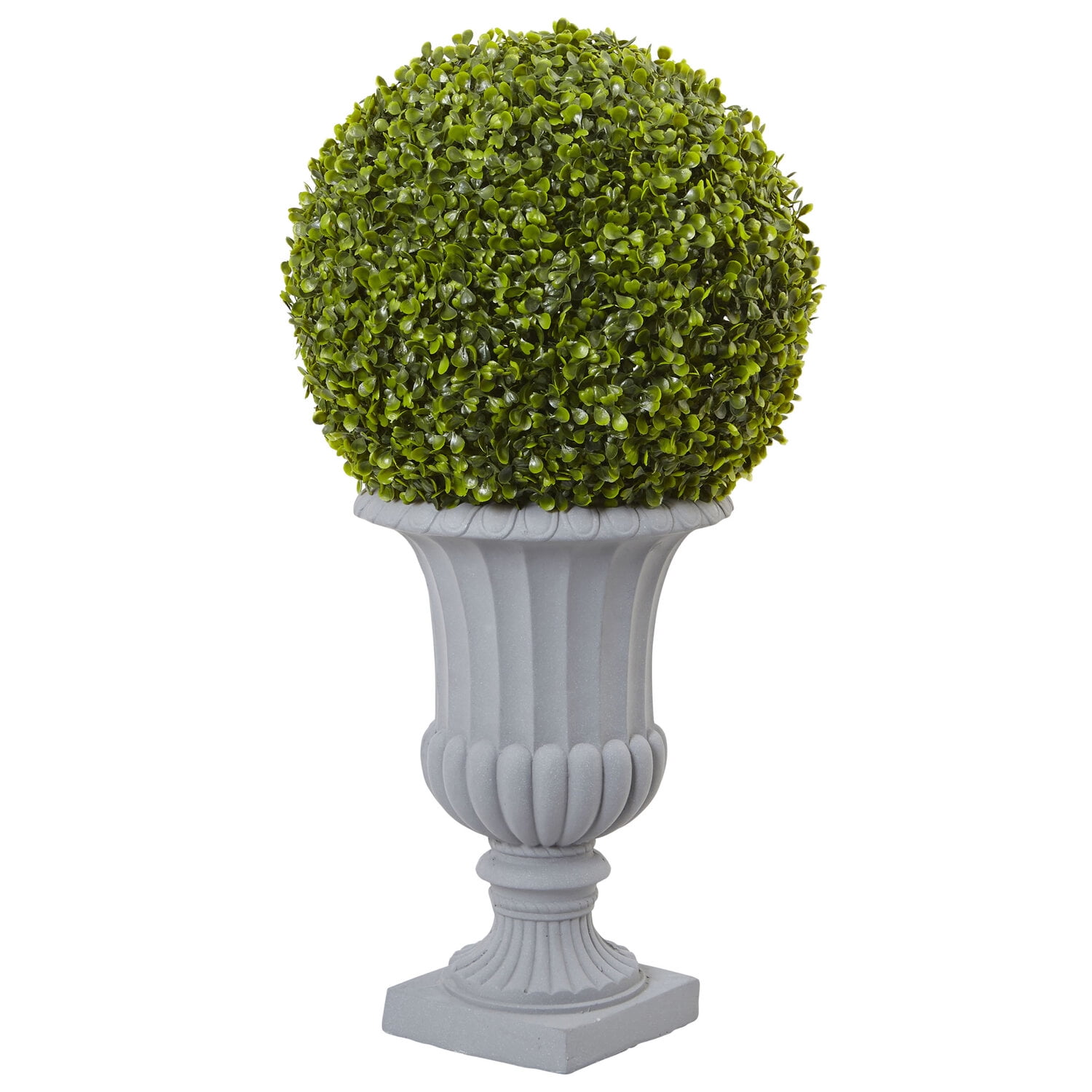 Elegant 30" Silk Boxwood Topiary in Gray Urn for Indoor/Outdoor Decor