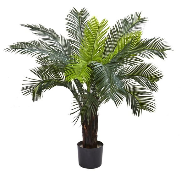 Nearly Natural Indoor/Outdoor 36" Cycas Tree UV Resistant in Green/Black