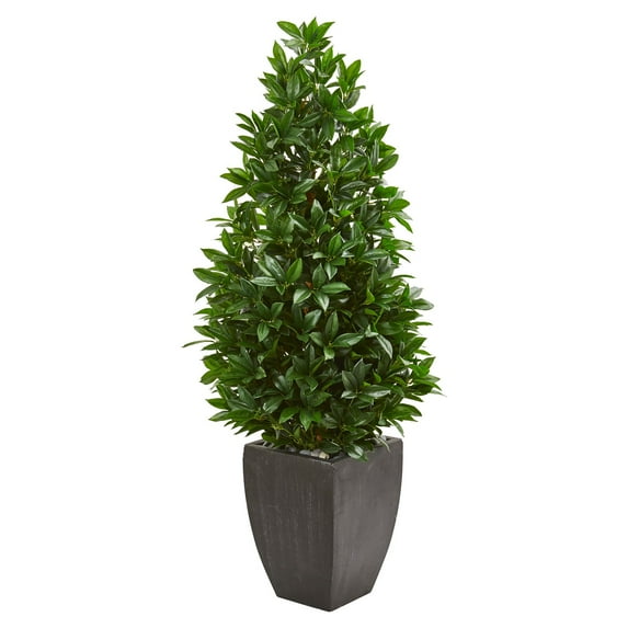 Nearly Natural Indoor/Outdoor Artificial Bay Leaf Cone Topiary in Planter