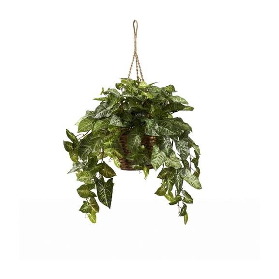 Nearly Natural Indoor Plastic Nepthytis Hanging Basket