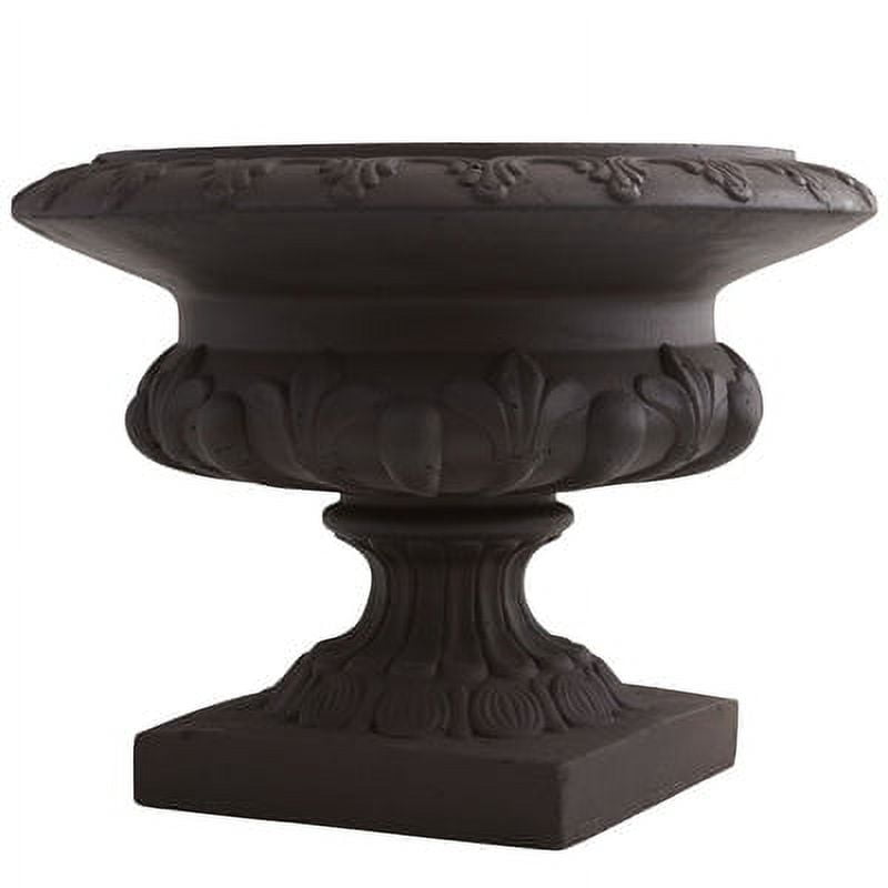 12.5" Tall Black Iron-Finished Decorative Urn for Indoor/Outdoor Use