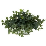 Nearly Natural Ivy with White Wash Planter - Silk Plant Green