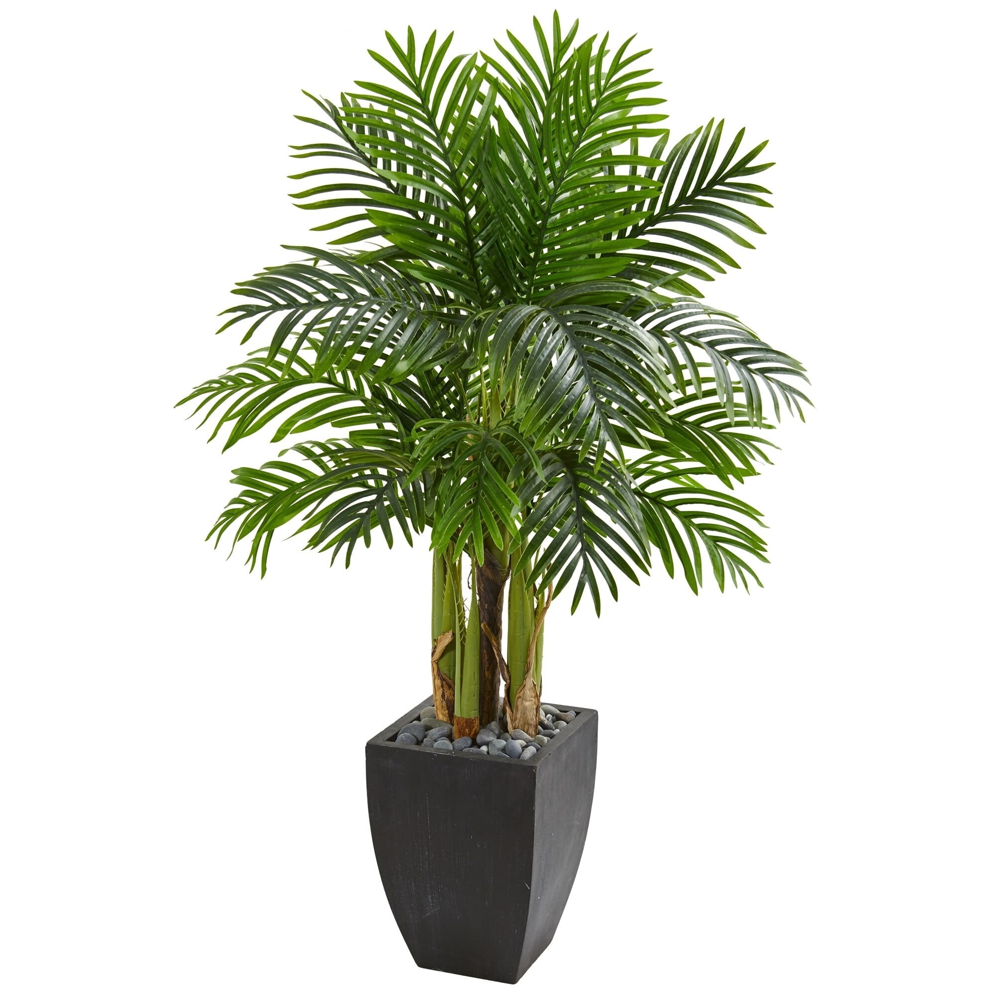 5-Foot Green Faux Palm Tree in Black Planter
