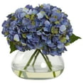 thumbnail image 1 of Nearly Natural Large Blooming Hydrangea Artificial Flowers with Vase, Blue, 1 of 3