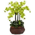 thumbnail image 1 of Nearly Natural Large Phalaenopsis Silk Flower Arrangement, Green, 1 of 8