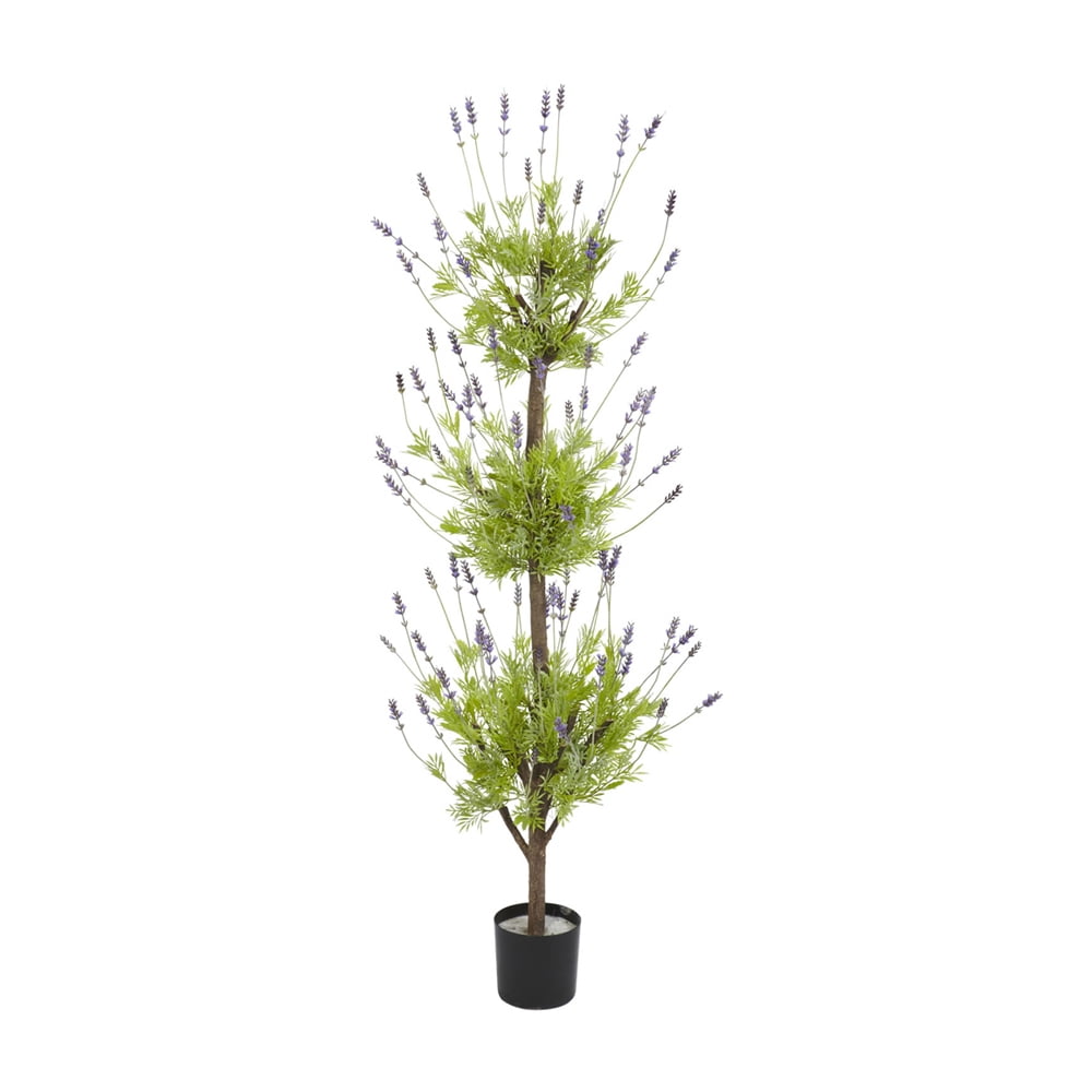 Lavender Silk and Plastic Outdoor Potted Topiary Tree