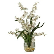Dancing Lady Orchid Liquid Illusion Silk Flower Arrangement, White