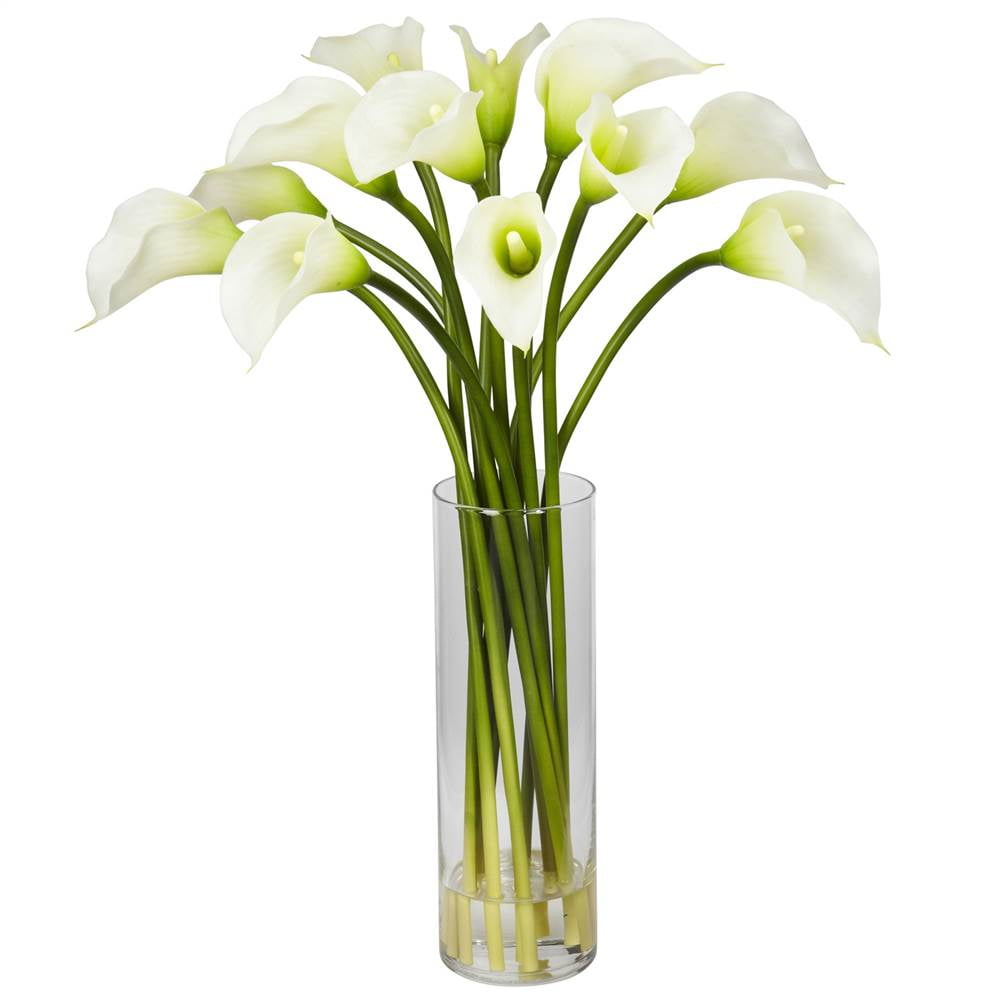 Nearly Natural Mini Calla Lily Silk Flower Arrangement, Cream