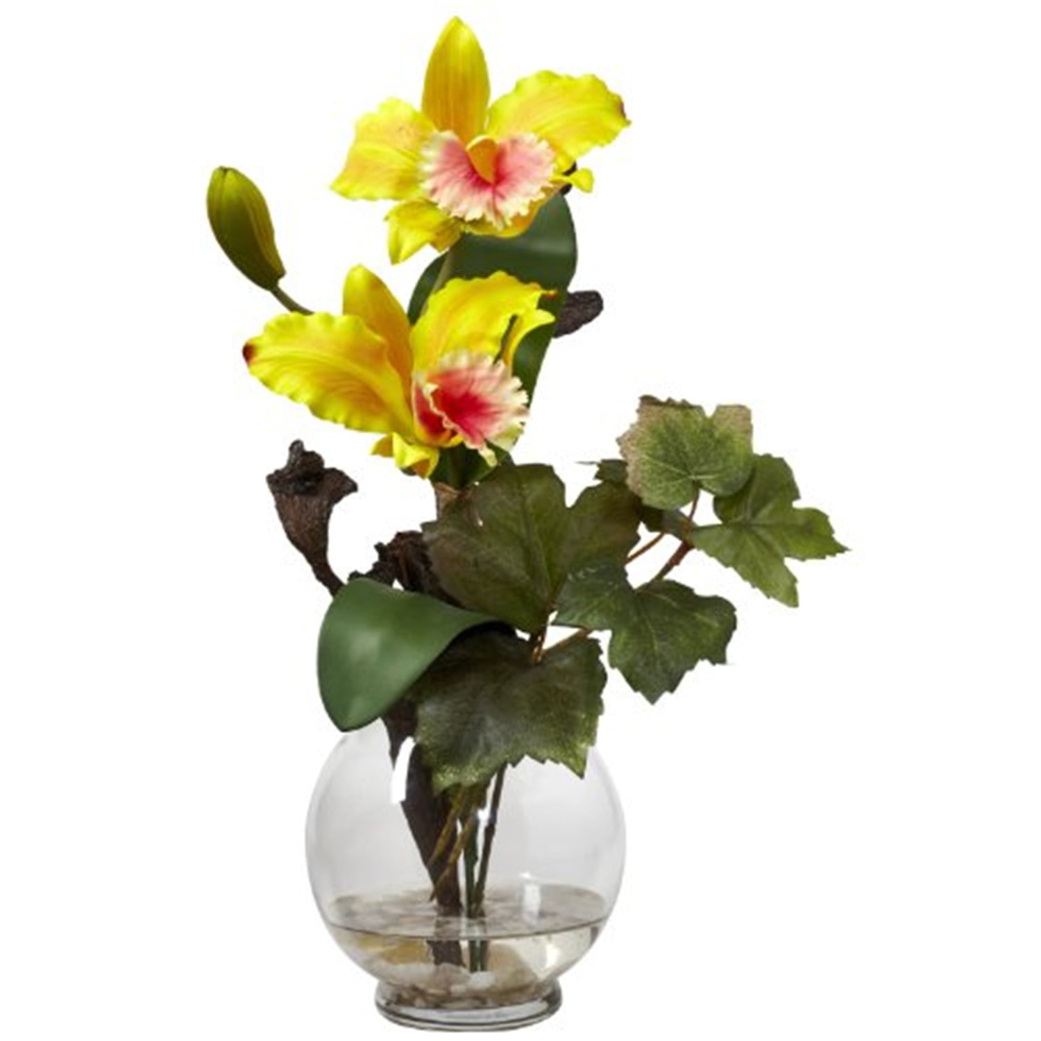 Romantic Rose 18" Faux Floral Arrangement in Pleated Glass Vase