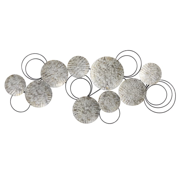 Nearly Natural 4.5ft. x 2ft. Galvanized Embossed Metal Discs Wall Art Decor