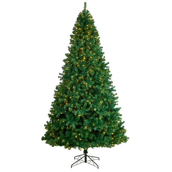 Nearly Natural Northern Tip Clear Prelit LED Green Decorated Fir Christmas Tree, with 2720 Bendable Branches 11'
