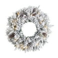 thumbnail image 1 of Nearly Natural PVC Flocked White Prelit LED Battery Operated Wreath, 20" (White), 1 of 7