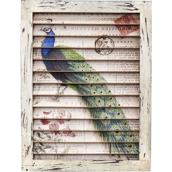 Nearly Natural Peacock Window Shutter Wall Decor