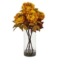 thumbnail image 1 of Nearly Natural Peony Artificial Arrangement in Glass Vase, 1 of 2