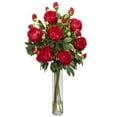 thumbnail image 1 of Nearly Natural Peony with Cylinder Silk Flower Arrangement, Red, 1 of 3