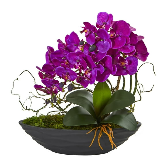 Nearly Natural Phalaenopsis Orchid Artificial Arrangement in Decorative Planter