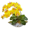 thumbnail image 1 of Nearly Natural Phalaenopsis Orchid Artificial Flower Arrangement in Vase, Yellow, 1 of 3