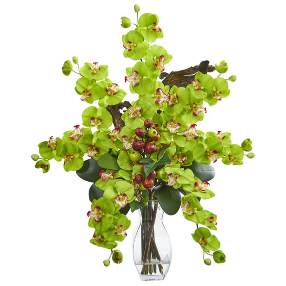 Nearly Natural Phalaenopsis Orchid & Mini Apple Artificial Arrangement