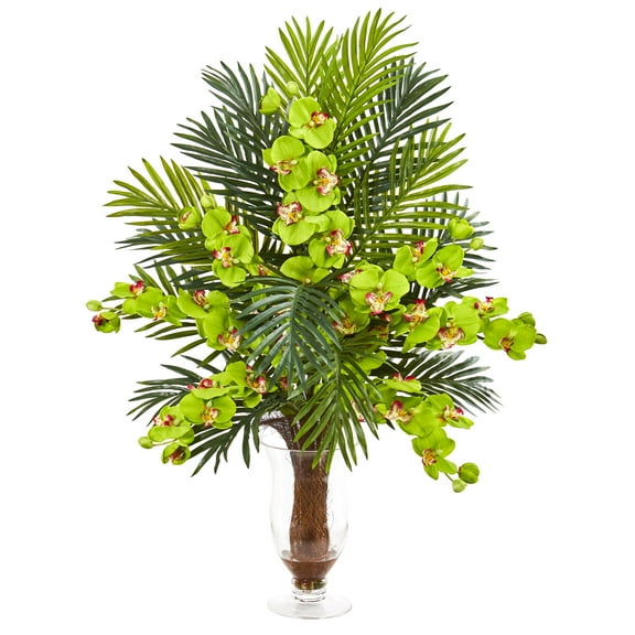 Nearly Natural Phalaenopsis Orchid and Areca Palm Artificial Arrangement