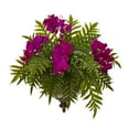 thumbnail image 1 of Nearly Natural Phalaenopsis Orchid and Fern Artificial Plant in Metal Hanging Bowl, 1 of 2