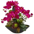 thumbnail image 1 of Nearly Natural Phalaenopsis Orchid and Mixed Succulent Garden Artificial Arrangement in Black Vase, 1 of 1