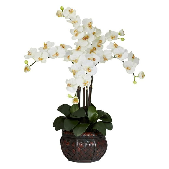Nearly Natural Phalaenopsis with Decorative Vase Artificial Flower Arrangement, Cream